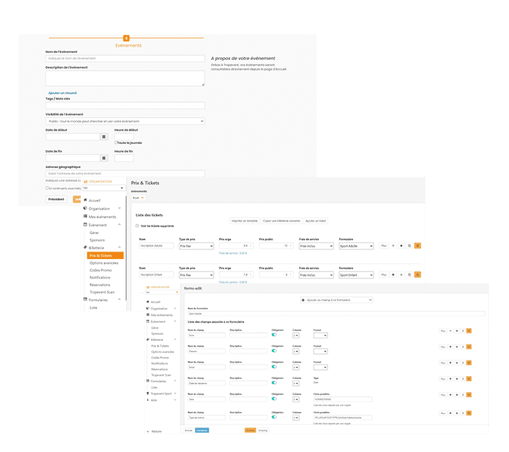 Tropevent Billetterie interface